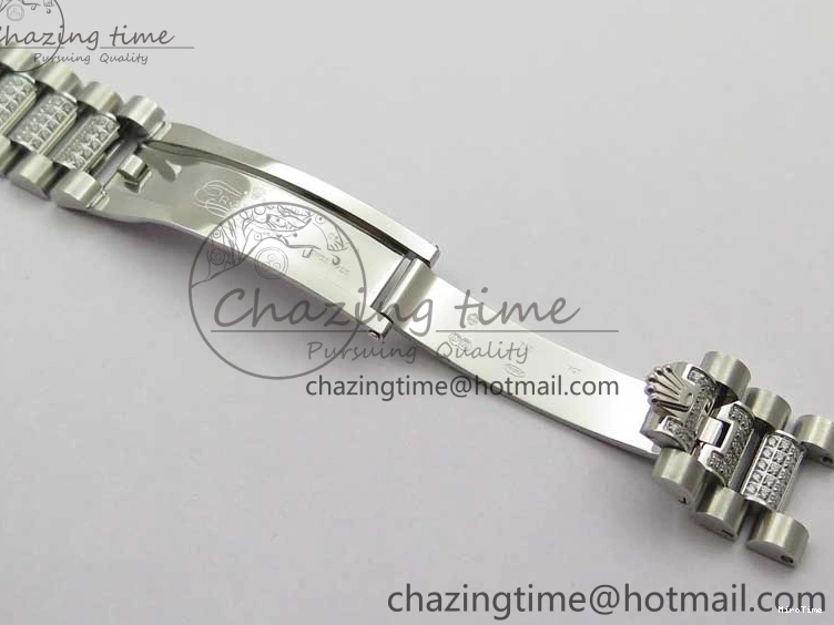 MiroTime 0309 SmoothTexture Day-Date 36mm 128239 SS Crystal BP Best Edition Black MOP Crystal Marker Dial on SS President Bracelet A 2681